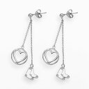 【送料無料】 ロゴアート レディース ピアス・イヤリング アクセサリー LogoArt Boston Red Sox Beloved Sterling Silver Linear Drop Earrings Grey