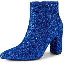 【送料無料】 アレグラ ケー レディース ブーツ・レインブーツ シューズ Women's Glitter Pointed Toe Chunky Heel Ank...