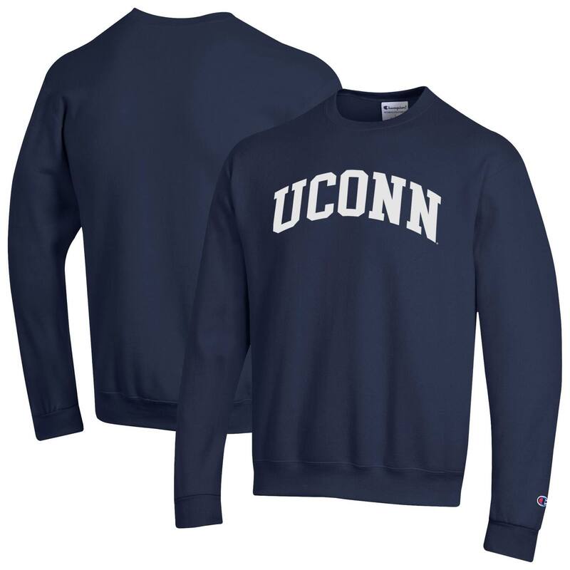 【送料無料】 チャンピオン メンズ Tシャツ トップス Men's Champion Navy UConn Huskies Basic Arch Fleece Pullover Sweatshirt Con Navy