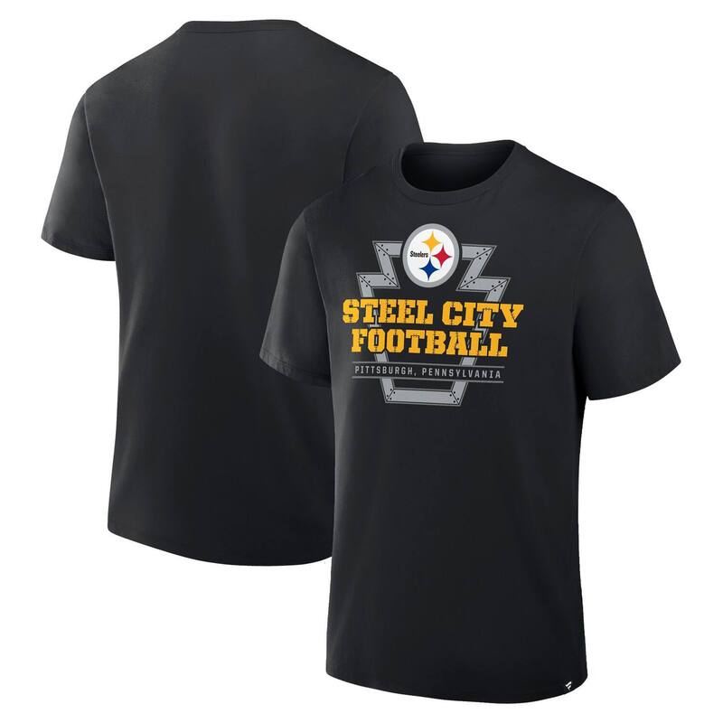 ̵ եʥƥ  T ȥåץ Men's Fanatics Black Pittsburgh Steelers ...
