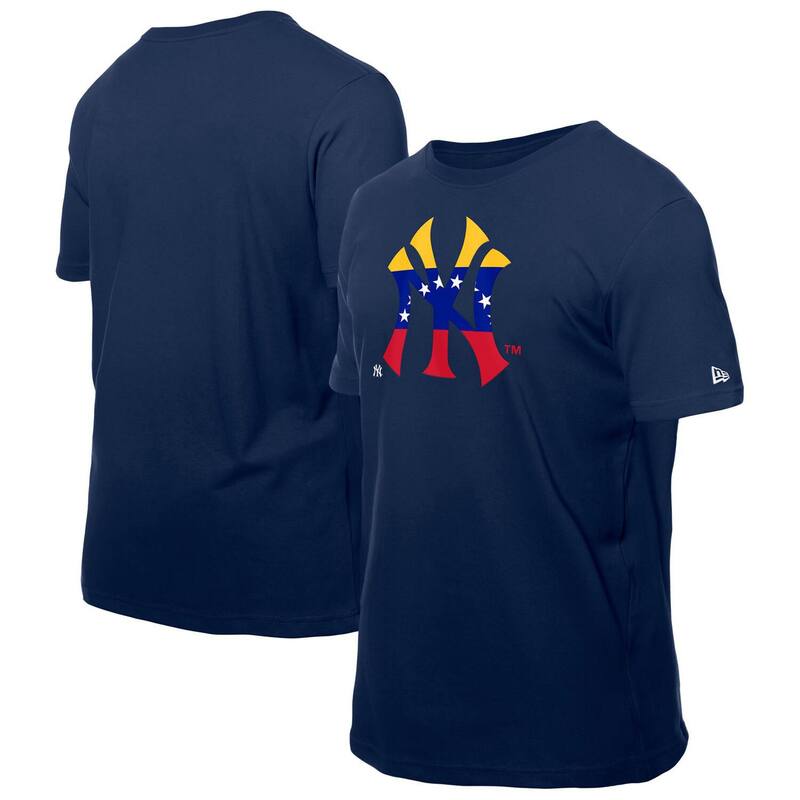 【送料無料】 ニューエラ メンズ Tシャツ トップス Men's New Era Navy New York Yankees Dominican Republic Flag Logo T-Shirt Ynk Navy