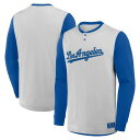 【送料無料】 ファナティクス メンズ Tシャツ トップス Men's Fanatics Gray/Royal Los Angeles Dodgers Clubhouse Long Sleeve Henley Shirt Lad Grey