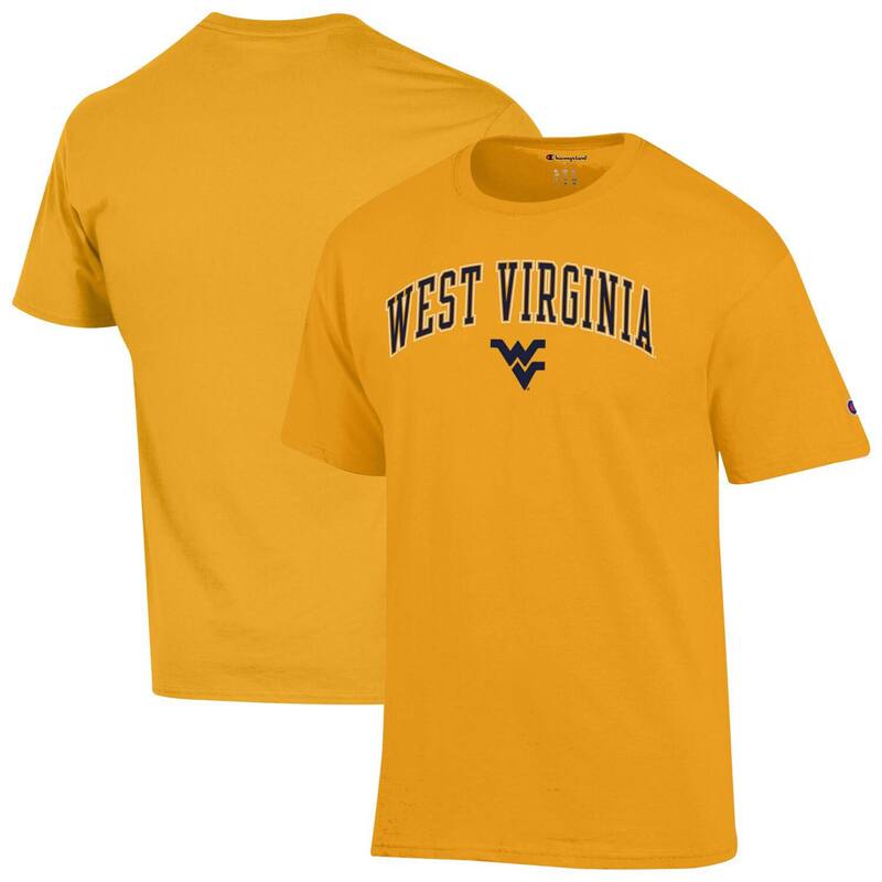 【送料無料】 チャンピオン メンズ Tシャツ トップス Men'sChampion Gold West Virginia Mountaineers Arch Over Logo T-Shirt Wvu Gold
