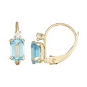 【送料無料】 アンブランデッド レディース ピアス・イヤリング アクセサリー Designs by Gioelli 10k Gold Emerald-Cut Swiss Blue Topaz & White Zircon Leverback Earrings Blue(4)