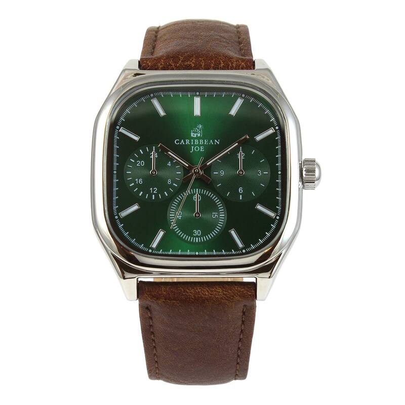 ̵ ӥ󥸥硼  ӻ ꡼ Caribbean Joe Men's Silver Tone Green D...