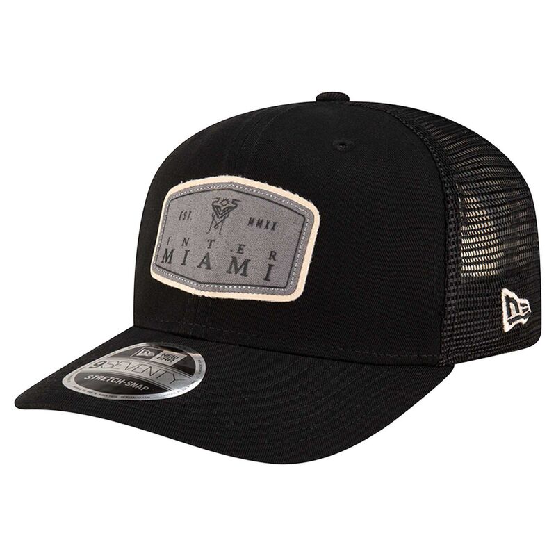 楽天ReVida 楽天市場店【送料無料】 ニューエラ メンズ 帽子 アクセサリー Men's New Era Black Inter Miami CF Labeled 9SEVENTY Trucker Stretch-Snap Adjustable Hat Mls Black