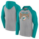 【送料無料】 ファナティクス メンズ Tシャツ トップス Men's Fanatics Gray/Aqua Miami Dolphins Under Center Long Sleeve Hoodie T-Shirt Dol Grey