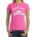 【送料無料】 エルエーポップアート レディース Tシャツ トップス Peeking Santa - Women's Word Art T-Shirt Pink(4)