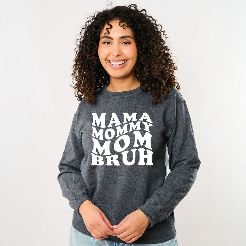 【送料無料】 Simply Sage Market レディース Tシャツ トップス Simply Sage Market Mama Mommy Mom Bruh Wavy Sweatshirt Dark Heather