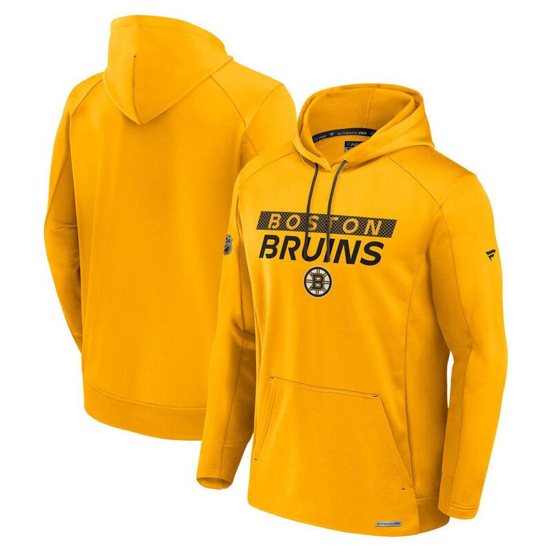 【送料無料】 ファナティクス メンズ Tシャツ トップス Men's Fanatics Gold Boston Bruins Authentic Pro Rink Fleece Pullover Hoodie Bsb Gold