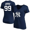 【送料無料】 プロファイル レディース Tシャツ トップス Women'sProfile Aaron Judge Navy New York Yankees Plus Size Name & Number V-Neck T-Shirt Ynk Navy(4)