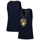 【送料無料】 プロファイル レディース Tシャツ トップス Women'sProfile Navy Milwaukee Brewers Plus Sized Stellar Win V-Neck Tank Top Brw Navy