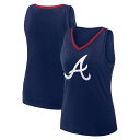 【送料無料】 プロファイル レディース Tシャツ トップス Women's Navy Atlanta Braves Plus Sized Stellar Win V-Neck Tank Top Brv Navy