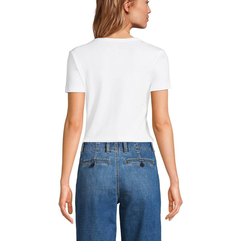 【送料無料】 ランズエンド レディース デニムパンツ ボトムス Women's Lands' End Mid Rise Wide Leg Ankle Jeans Breeze Blue Wash