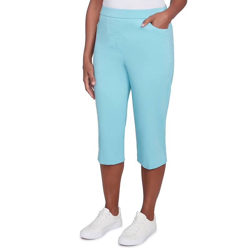 【送料無料】 アルフレッド ダナー レディース カジュアルパンツ ボトムス Women's Alfred Dunner Flat Front Allure Classic Clamdigger Pants Azure