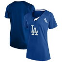 【送料無料】 プロファイル レディース Tシャツ トップス Women'sProfile Royal Los Angeles Dodgers Plus Size Glitter Raglan V-Neck T-Shirt Lad Blue