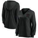 【送料無料】 ファナティクス レディース Tシャツ トップス Women's Fanatics Green Bay Packers Blackout Slub Hoodie V-Neck Long Sleeve T-Shirt Pkr Black