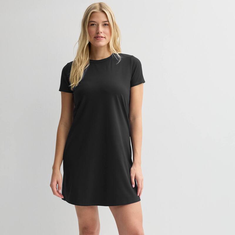 【送料無料】 Tek Gear レディース ワンピース トップス Women's Tek Gear Essential Soft T-Shirt Dress Mineral Black