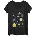 【送料無料】 アンブランデッド レディース Tシャツ トップス Juniors' Solar System Zodiac Constellations Planets Scoop Neck Graphic Tee Black