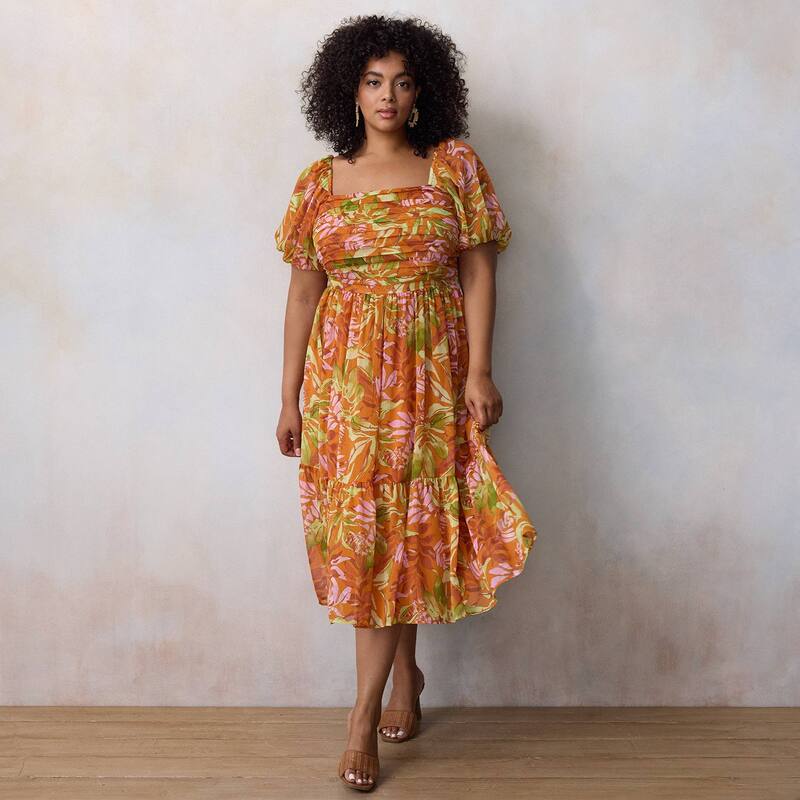 【送料無料】 LC Lauren Conrad レディース ワンピース トップス Plus Size LC Lauren Conrad Pleated ..