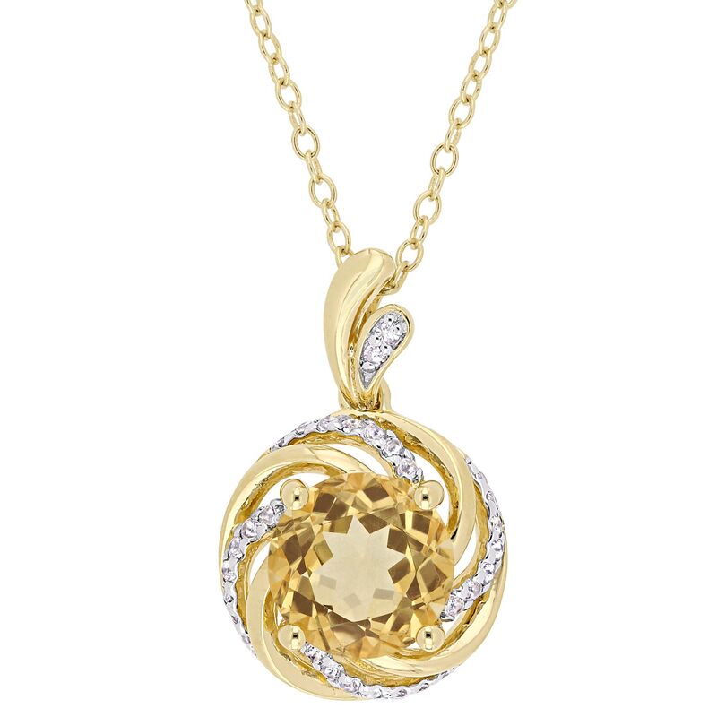 【送料無料】 ステラ グレース レディース ネックレス・チョーカー・ペンダントトップ アクセサリー Stella Grace 18k Gold Over Silver Citrine & Diamond Accent Pendant Gold Tone