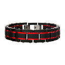 【送料無料】 アンブランデッド メンズ ブレスレット・バングル・アンクレット アクセサリー Men's Stainless Steel Black & Red ...