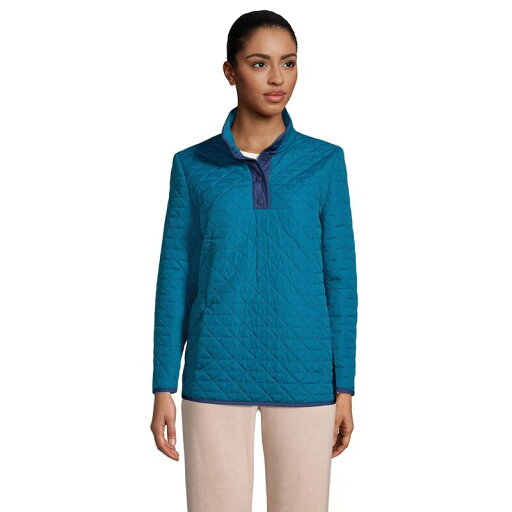 【送料無料】 ランズエンド レディース ジャケット・ブルゾン アウター Women's Lands' End Insulated Quilted Snap-Neck Sweatshirt Baltic Teal 【送料無料】 ランズエンド レディース ジャケット・ブルゾン アウター Women's Lands' End Insulated Quilted Snap-Neck Sweatshirt Baltic Teal