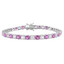 【送料無料】 ステラ グレース レディース ブレスレット・バングル・アンクレット アクセサリー Stella Grace Sterling Silver Lab-Created Pink Sapphire & Lab-Created White Sapphire Tennis Bracelet Sterling Silver(4)