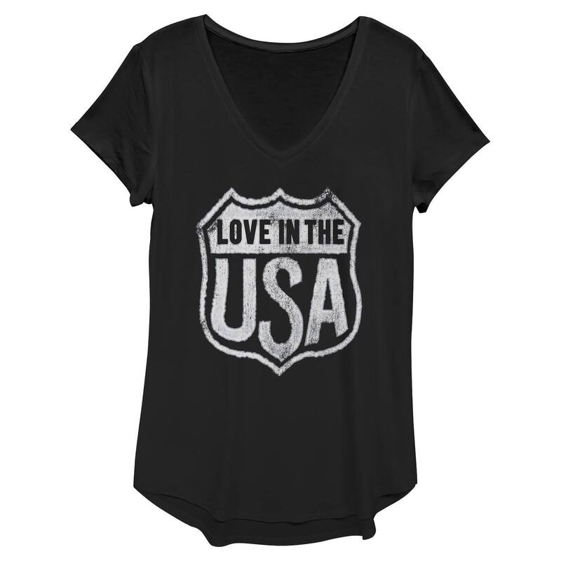【送料無料】 アンブランデッド レディース Tシャツ トップス Women's Love In The USA Route Shield Graphic Tee Black