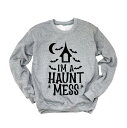 【送料無料】 Simply Sage Market レディース Tシャツ トップス I'm A Haunt Mess Sweatshirt Graphite|詳細画像