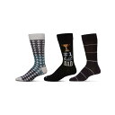 【送料無料】 メモイ メンズ 靴下 アンダーウェア Men's 3 Pair Pack Novelty Best Dad Crew Socks Gray Bla...