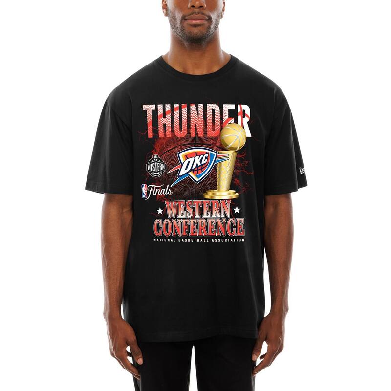 【送料無料】 ニューエラ メンズ Tシャツ トップス Men's New Era Black Oklahoma City Thunder 2025 Western Conference Finals T-Shirt Okt Black