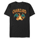 【送料無料】 ライセンス キャラクター メンズ Tシャツ トップス Men's Pokemon Charizard Flames Graphic Tee Black