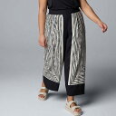 【送料無料】 ヴェラウォン レディース カジュアルパンツ ボトムス Plus Size Simply Vera Vera Wang Pleated Capri Pants Black Stripe