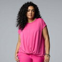 【送料無料】 ヴェラウォン レディース Tシャツ トップス Plus Size Simply Vera Vera Wang Knotted Front Tee Always Pink(4)