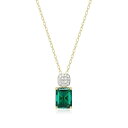 【送料無料】 アンブランデッド レディース ネックレス・チョーカー・ペンダントトップ アクセサリー 18k Gold Over Sterling Silver Birthstone & 1/10 Carat T.W. Lab-Created Diamond Emerald Cut Pendant Necklace Synth Green Quartz May
