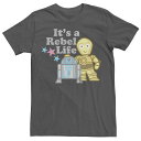 【送料無料】 ライセンス キャラクター レディース Tシャツ トップス Juniors' Star Wars It's A Rebel Life Boyfriend Graphic Tee Charcoal