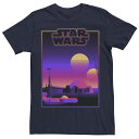 【送料無料】 ライセンス キャラクター レディース Tシャツ トップス Juniors' Star Wars Tatooine Sunset Boyfriend Graphic Tee Navy