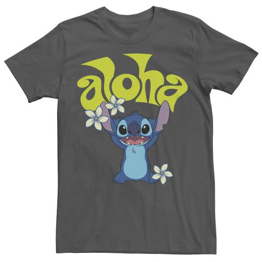 【送料無料】 ライセンス キャラクター レディース Tシャツ トップス Disney's Lilo & Stitch Juniors' Aloha Flowers Alien Boyfriend Graphic Tee Charcoal 【送料無料】 ライセンス キャラクター レディース Tシャツ トップス Disney's Lilo & Stitch Juniors' Aloha Flowers Alien Boyfriend Graphic Tee Charcoal