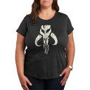 【送料無料】 スター ウォーズ レディース Tシャツ トップス Plus Size Star Wars The Mandalorian Icon Graphic Tee Heather Charcoal