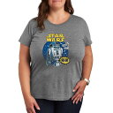 【送料無料】 スター ウォーズ レディース Tシャツ トップス Plus Size Star Wars R2-D2 Comic Art Graphic Tee Heather Gray