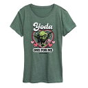 【送料無料】 スター ウォーズ レディース Tシャツ トップス Women's Star Wars Yoda One For Me Graphic Tee Heather Green