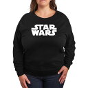【送料無料】 スター ウォーズ レディース Tシャツ トップス Plus Size Star Wars Logo French Terry Long Sleeve Tee Black