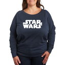 【送料無料】 スター ウォーズ レディース Tシャツ トップス Plus Size Star Wars Logo French Terry Long Sleeve Tee Heather Indigo