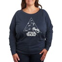 【送料無料】 スター ウォーズ レディース Tシャツ トップス Plus Size Star Wars Ship Battle French Terry Long Sleeve Tee Heather Indigo