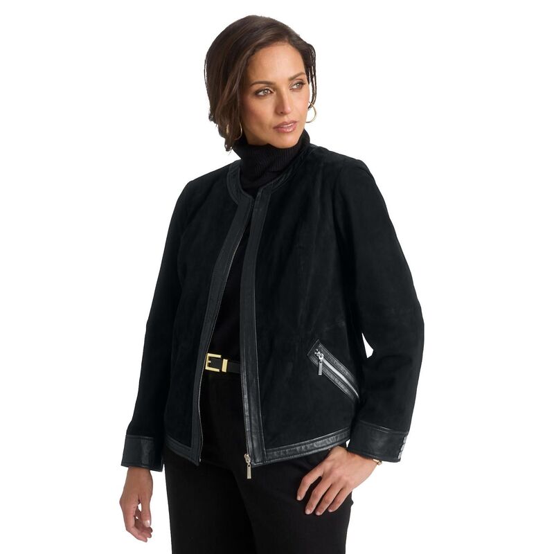 【送料無料】 ジェシカロンドン レディース ジャケット・ブルゾン アウター Jessica London Women's Plus Size Suede Lady Jacket Black