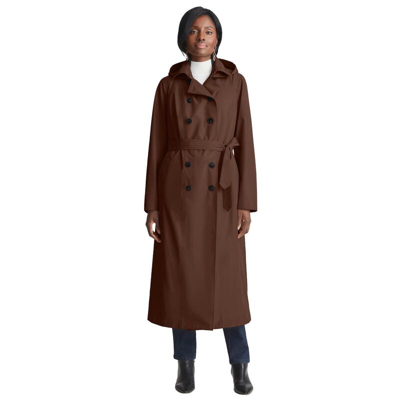 【送料無料】 ジェシカロンドン レディース ジャケット・ブルゾン アウター Jessica London Women's Plus Size Double Breasted Long Trench Raincoat Rich Brown