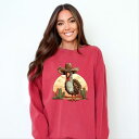 【送料無料】 Simply Sage Market レディース Tシャツ トップス Simply Sage Market Turkey Bird Western Garment Dyed Sweatshirt Crimson