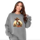 【送料無料】 Simply Sage Market レディース Tシャツ トップス Simply Sage Market Turkey Bird Western Garment Dyed Sweatshirt Grey