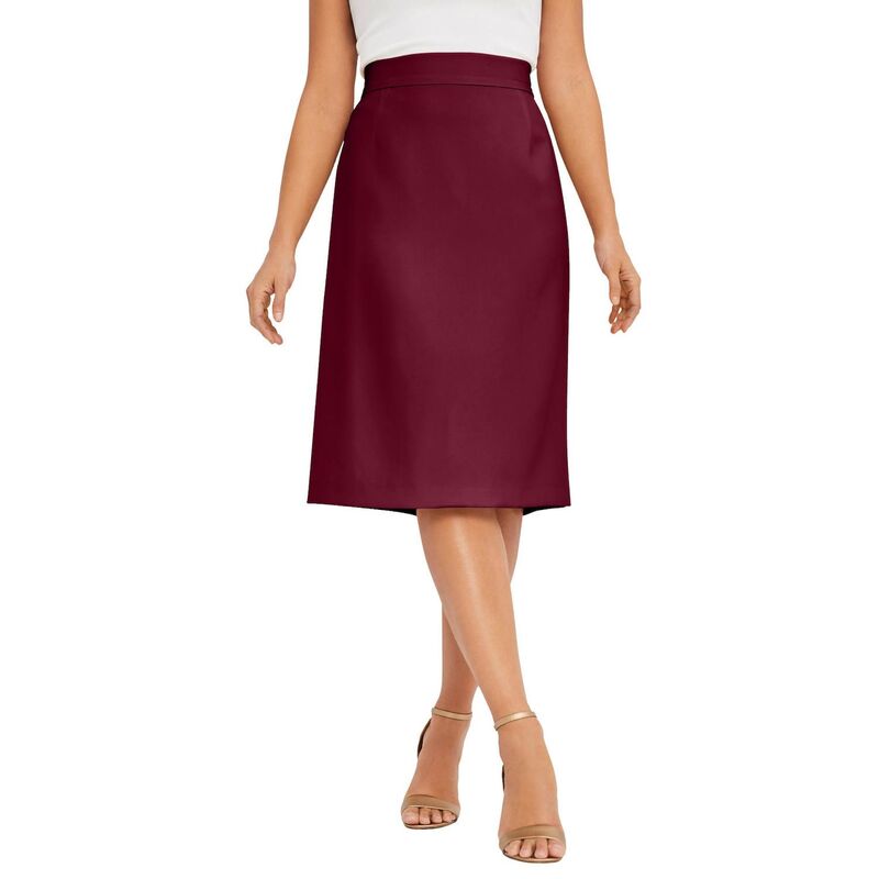 【送料無料】 ジェシカロンドン レディース スカート ボトムス Jessica London Women's Plus Size Tummy Control Bi-Stretch Pencil Skirt Merlot